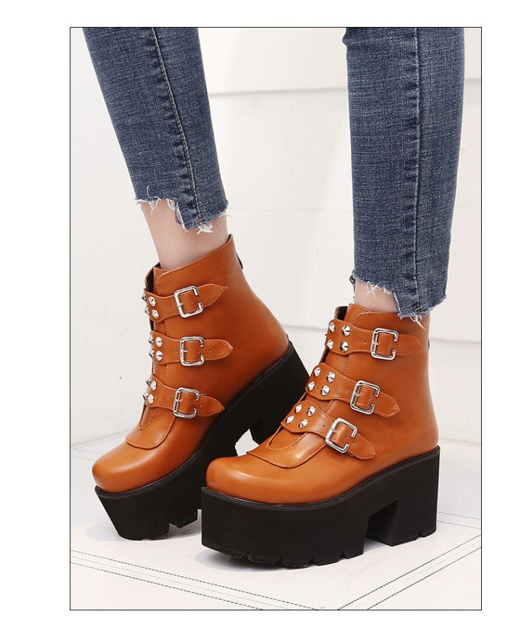 Chic Buckle Zipper Ankle Boots