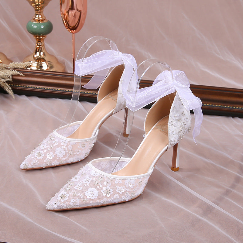 Sexy French Style Sequin Hollow Sandals