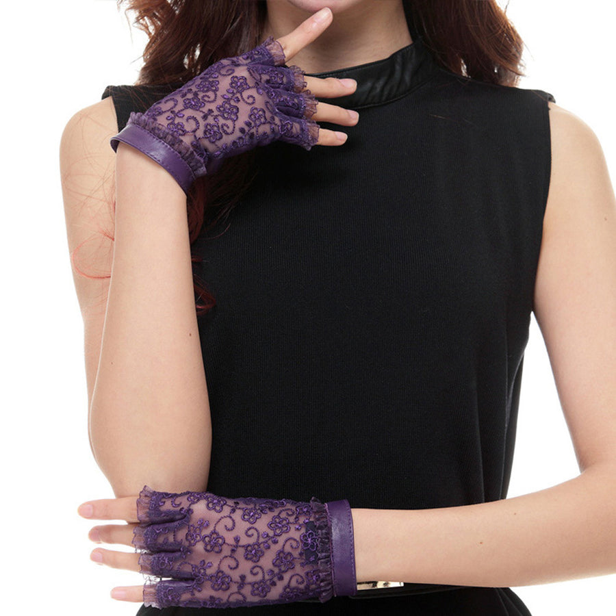 Modern Lace Accent Fingerless Gloves