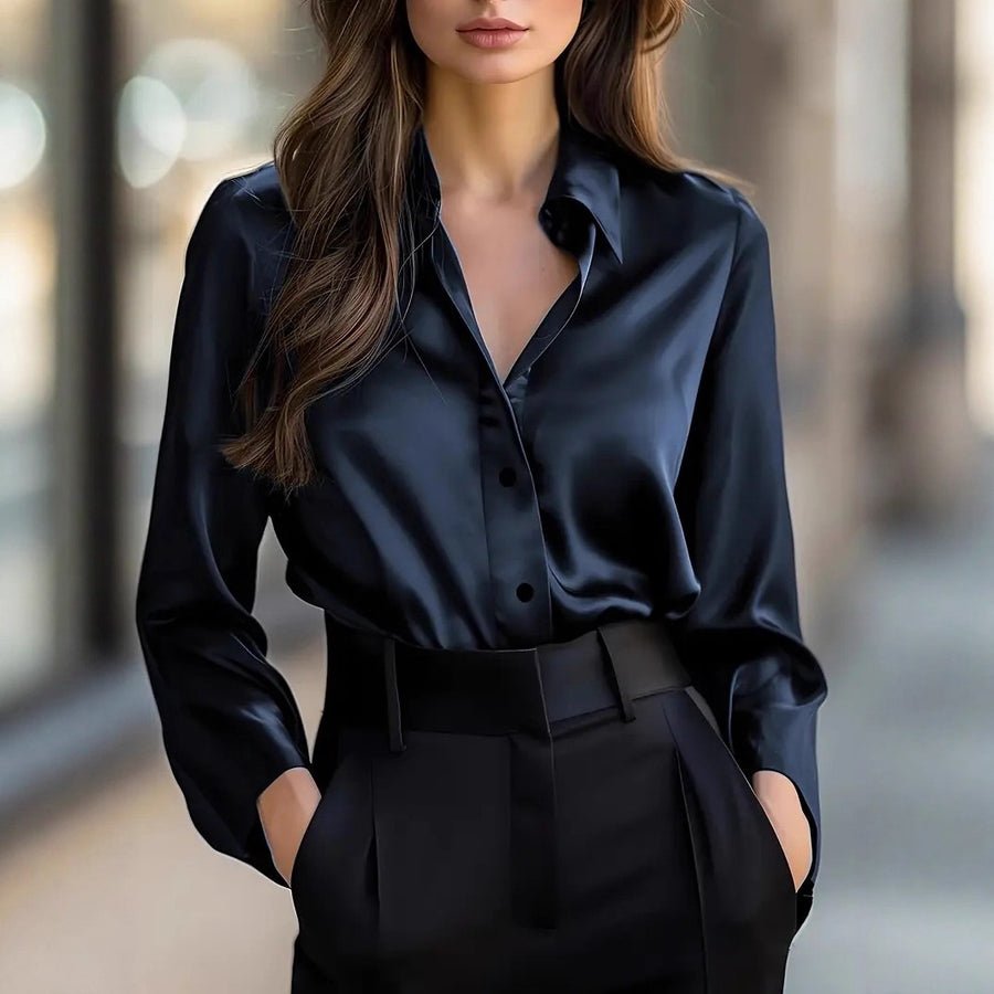 Elegant Satin Long Sleeve Blouse