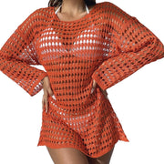 Sexy Knit Hollow Round Neck Beach Casual Dress