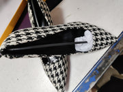 Houndstooth High Heels, Low-cut Chunky Shoes