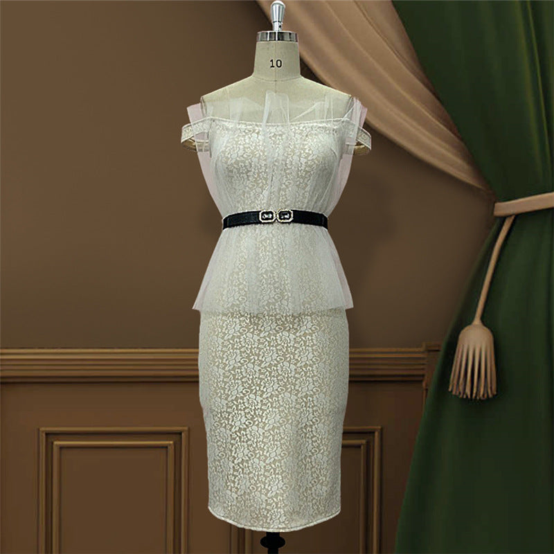 Plus Size Women's Lace Sexy Off-the-shoulder Dress