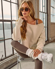 Big Round Neck Off-Shoulder Loose Sweatshirt Long-Sleeve Top