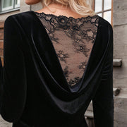 Black Velvet Long-Sleeve Top