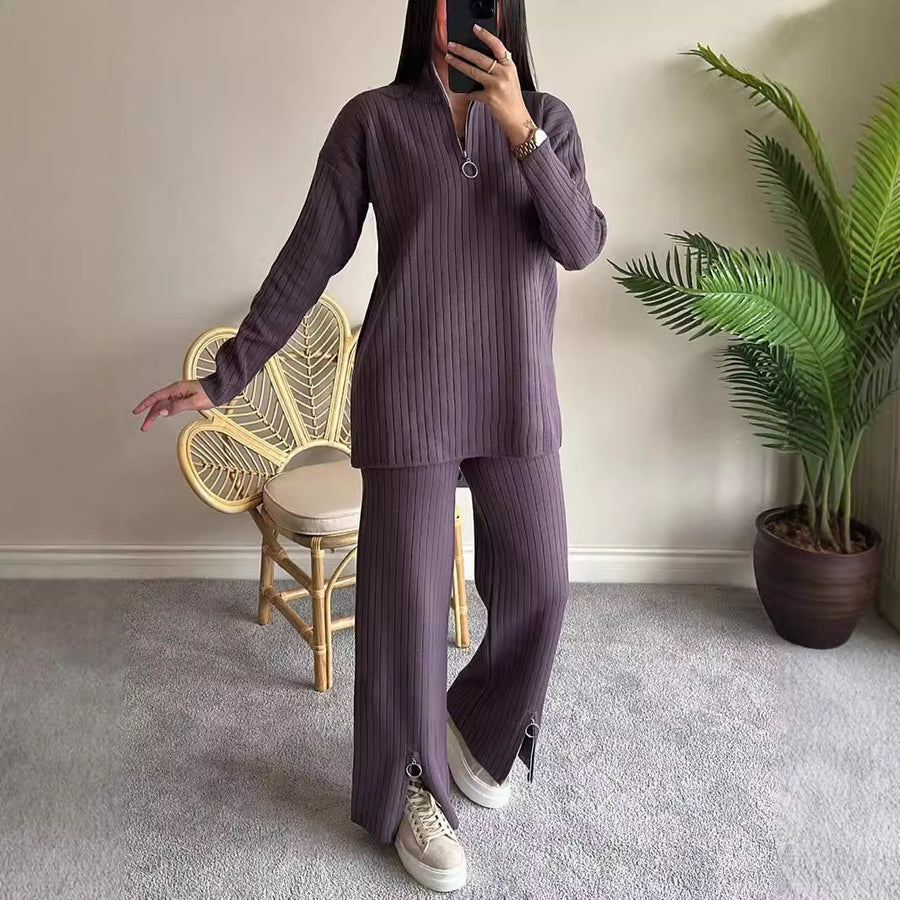 Cozy High Neck Knit Two-Piece Set