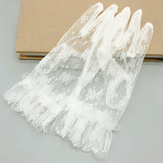 Chic Korean Style White Floral Lace Gloves