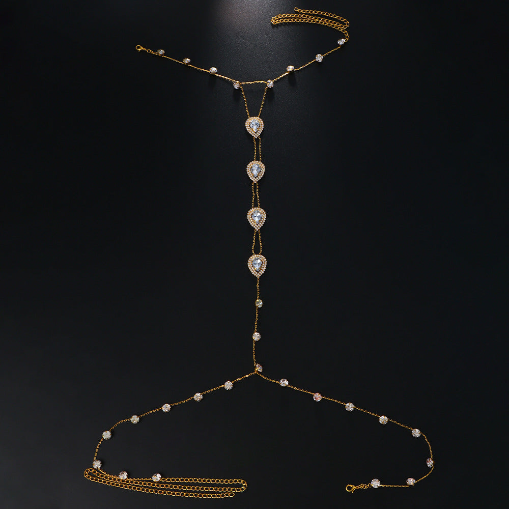 Chest Necklace + Body Chains with beautiful gem Rhinestone-encrusted Jewelry