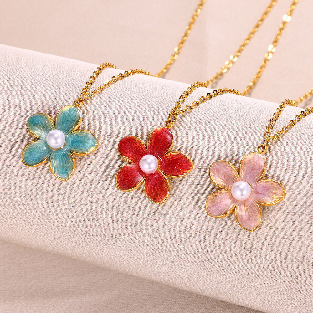 Colorful Floral Necklace - Flower Classic Pendant