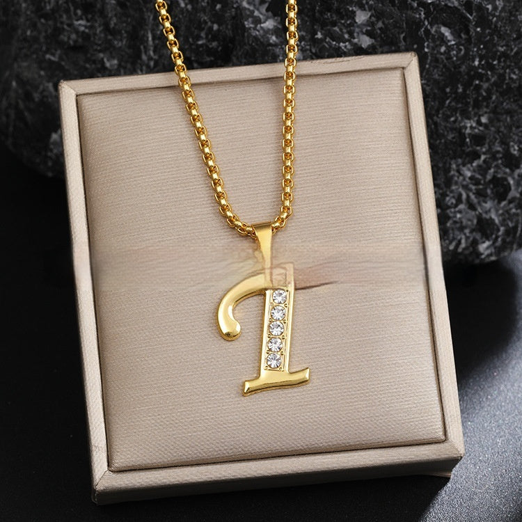 Diamond-Style-Encrusted English Alphabet Classic Necklace