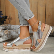 Glam Summer Sparkle Wedge Sandals Open Toe
