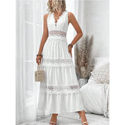 V-neck Sleeveless Lace Dress