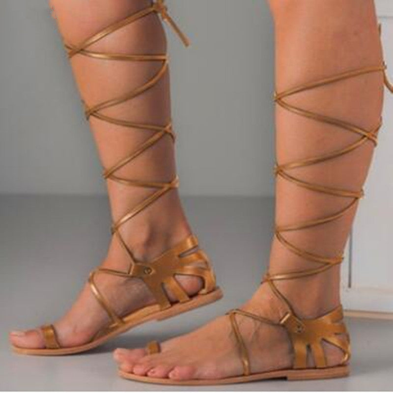Sexy Lace-Up Flat Sandals