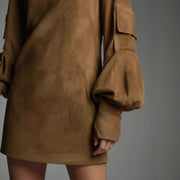 High Collar Long Sleeve Dress