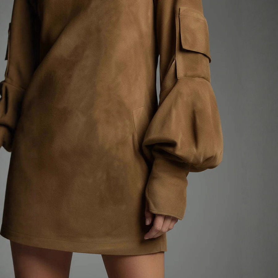 High Collar Long Sleeve Dress