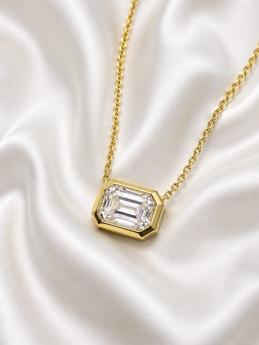 Classic Rectangular Moissanite Necklace