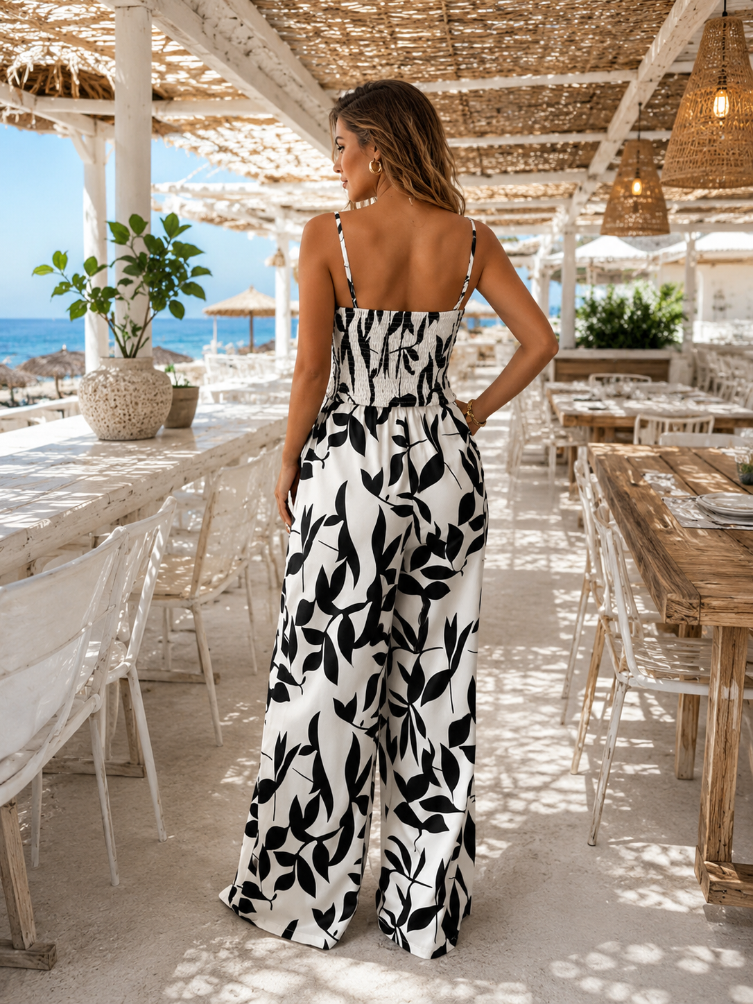 Elegant Printed Wide-Leg Jumpsuit