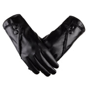Chic PU gloves with lace and buttons
