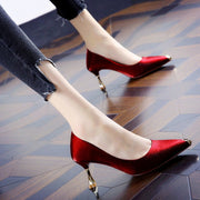 Chic Korean Style Satin Pointed Stiletto Heels