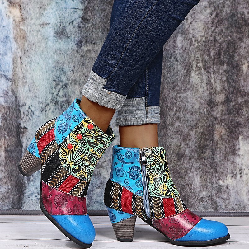 Chic Boho Patchwork Ankle Boots