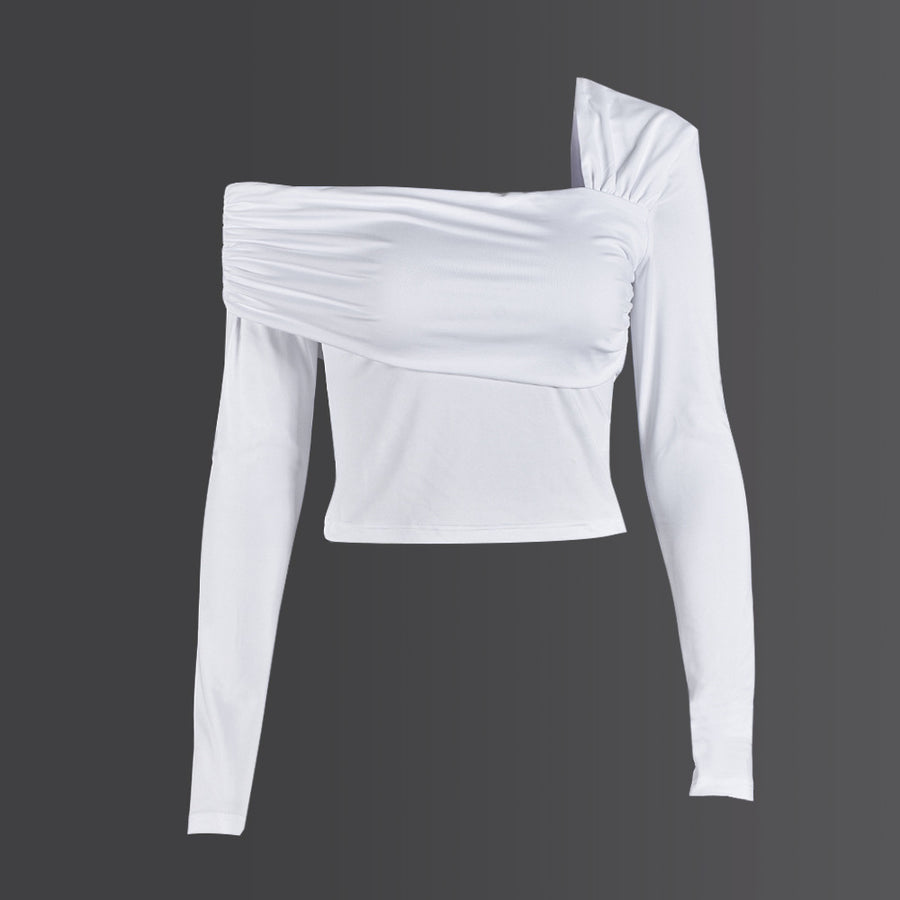 T-shirt Sexy Long Sleeve Off-shoulder Slim-fit Flattering Elegant Top