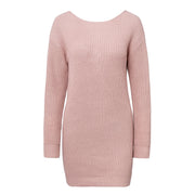 Sexy Pink or Yellow One-Shoulder Knitted Loose Sweater Dress
