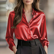 Elegant Satin Long Sleeve Blouse