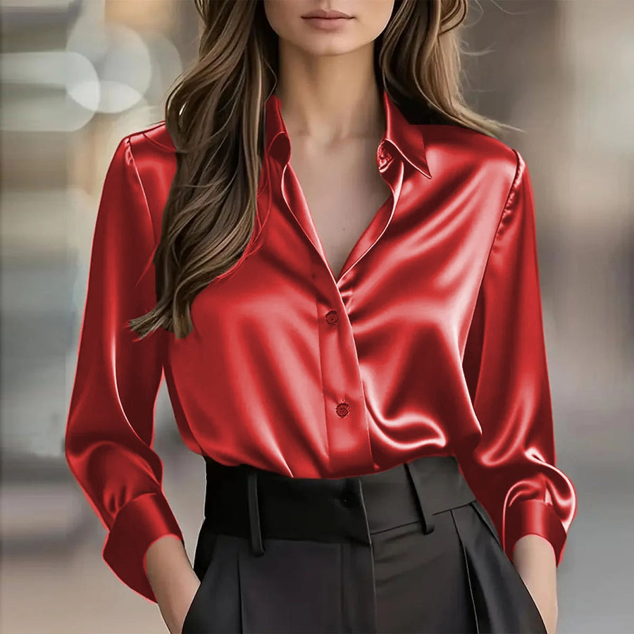 Elegant Satin Long Sleeve Blouse