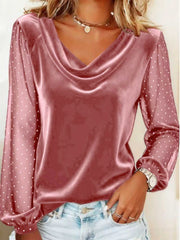 Long Sleeve V-neck Velvet Elegant Top