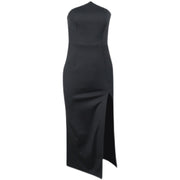 Slim Black Suspender Classic Long Dress