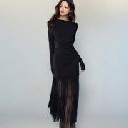 Black Panel Feminine Dress