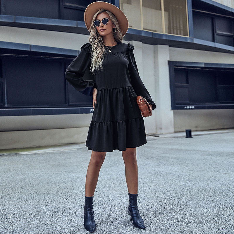 Black Loose Hepburn Style Dress