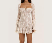 Self-tie Lace Beautiful Long Sleeve Dress