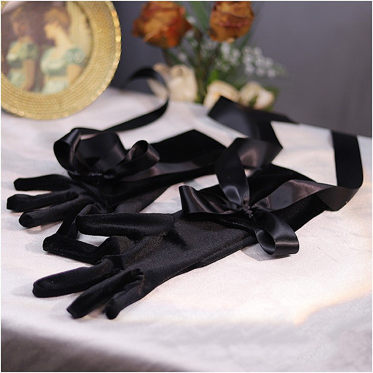 French Sexy Retro Audrey Hepburn High-end Long Black Gloves