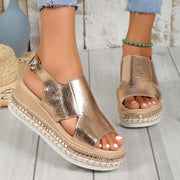 Glam Summer Sparkle Wedge Sandals Open Toe