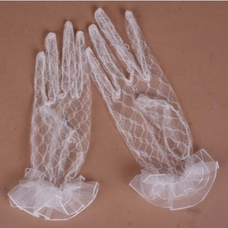 Glam Fingered short lace gloves