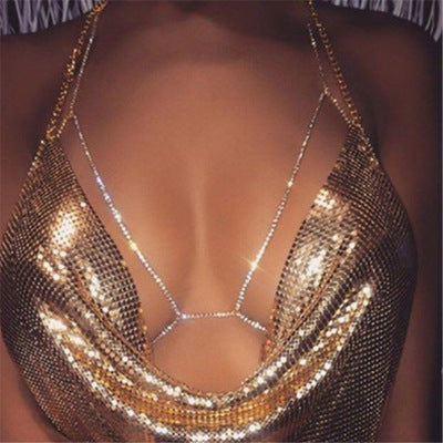 Shining Rhinestone Halter Sexy Bikini Necklace
