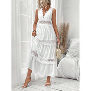 V-neck Sleeveless Lace Dress