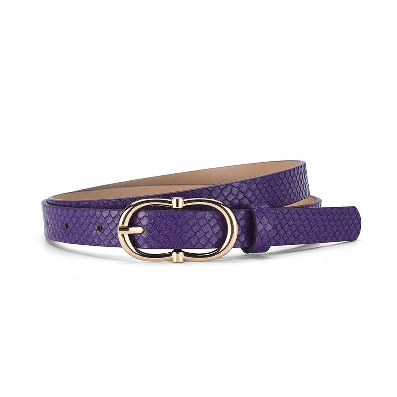 Simple And Versatile Snake Print Leather Belt
