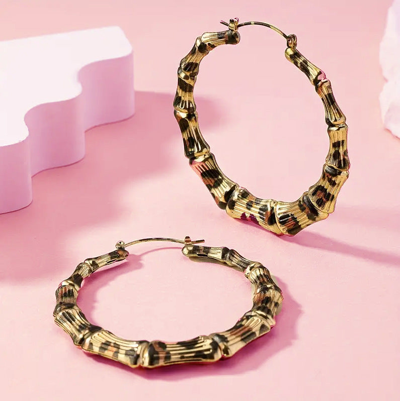 Leopard Round Hoop Sexy Earrings
