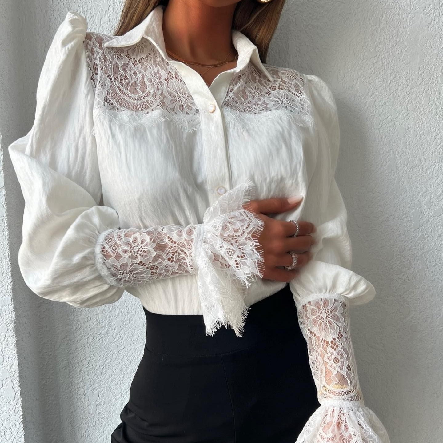 Romantic Vintage Lace-Patchwork Top