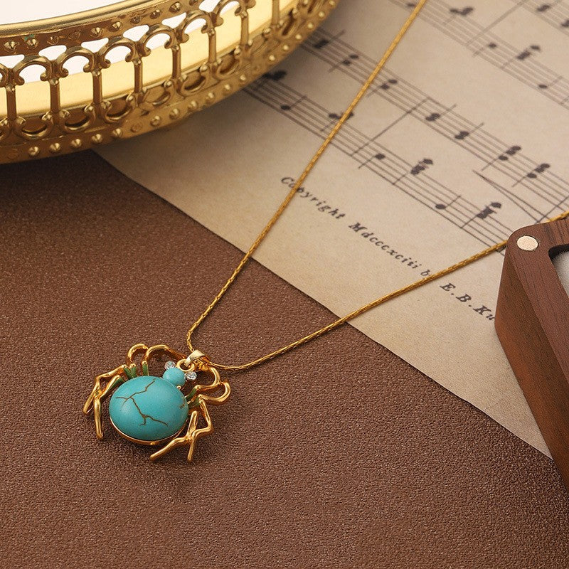 Vintage-style Turquoise Spider Necklace & Earrings