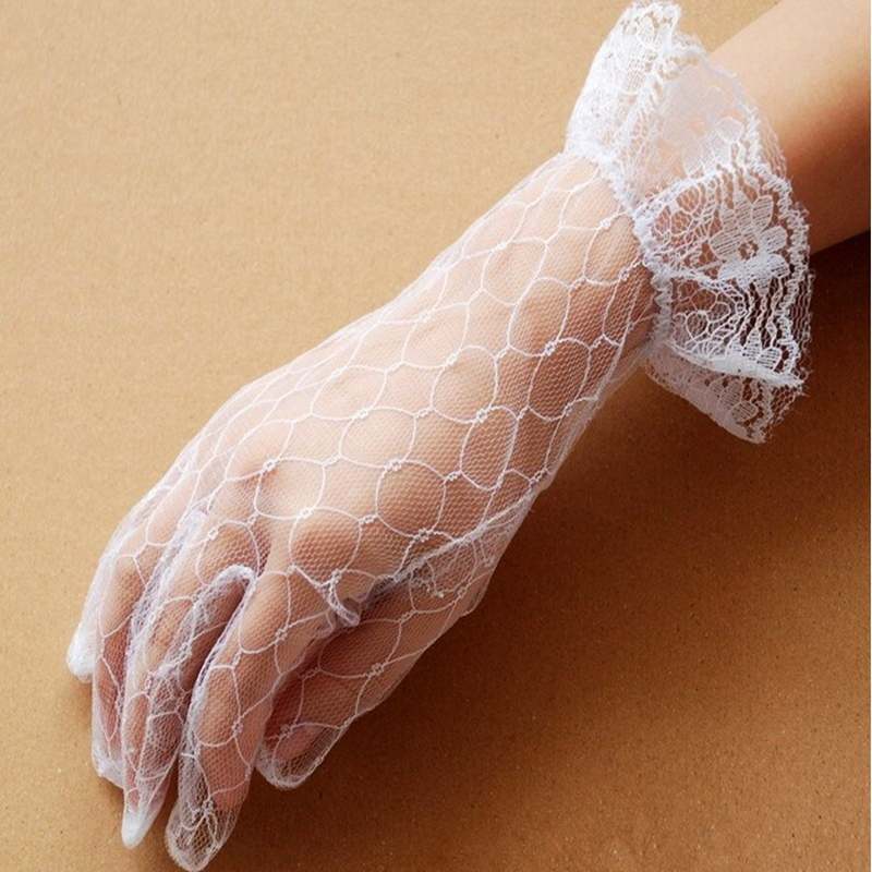 Glam Fingered short lace gloves