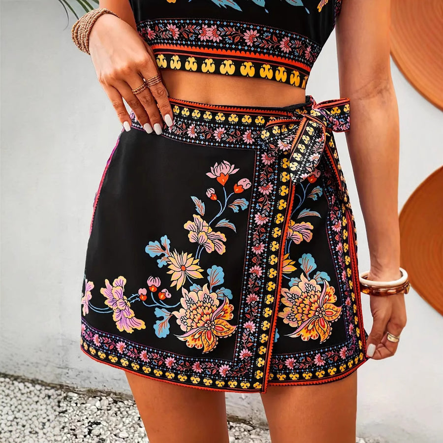 Ethnic Style Vest & Shorts Cute Set