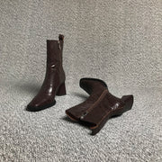 Chic Square Toe Chunky Heel Boots