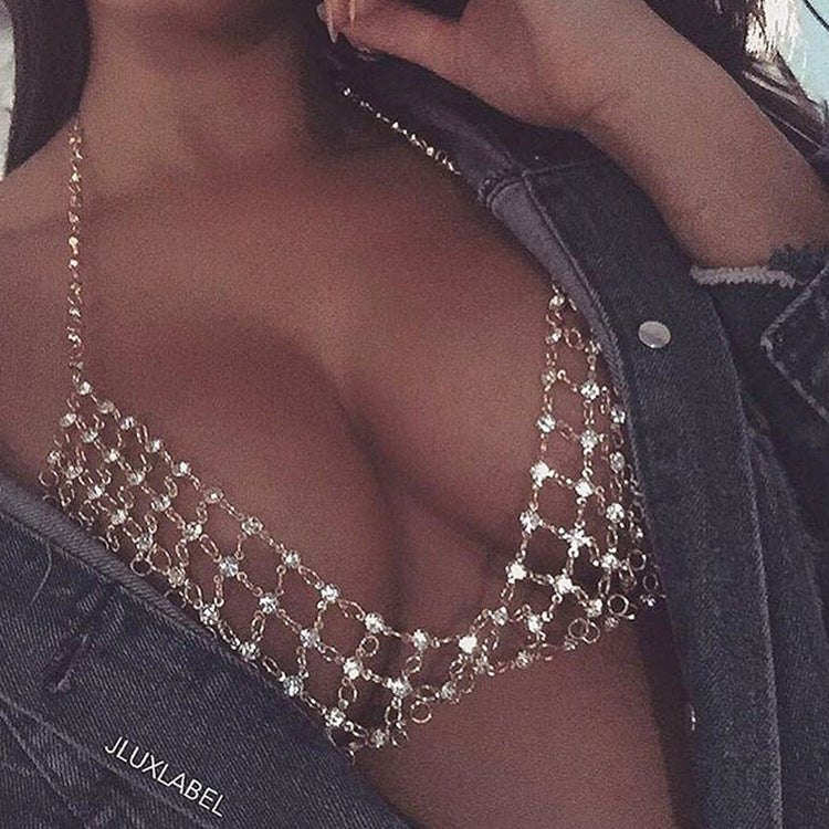 Fringed rhinestone multi-layer super-sexy body chain