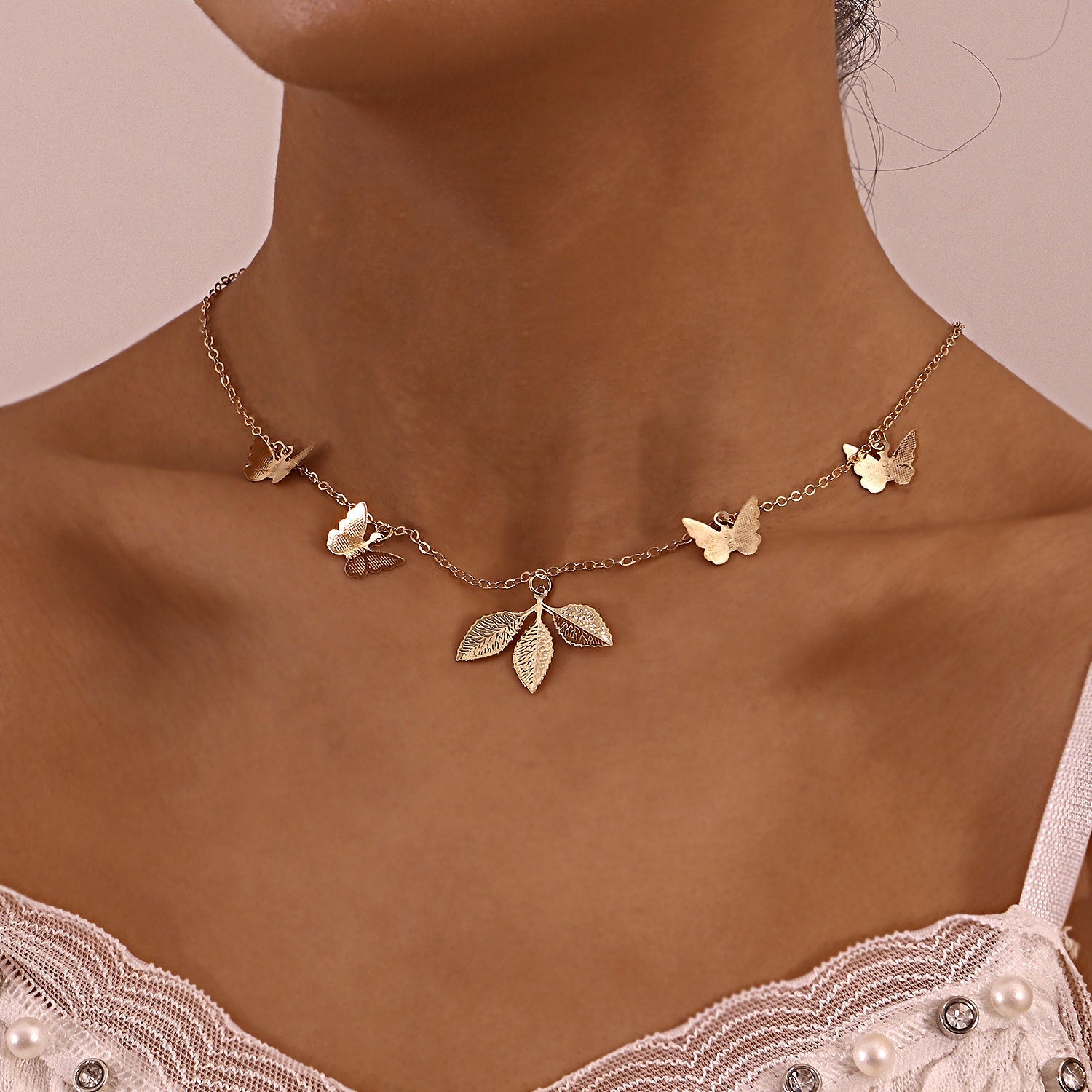 Nature-style Butterfly Pendant Necklace