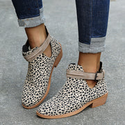 Buckle Ankle Boots - Leopard V Cutout