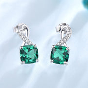 Emerald Drop Hollywood-style Silver Earrings