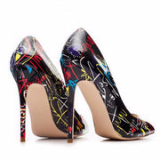 Sexy Graffiti Print Pointed Stiletto Heels